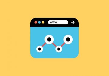 Webbrowser Illustration auf dunkelgelbem Hintergrund