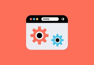 Webbrowser Illustration auf dunkelrotem Hintergrund