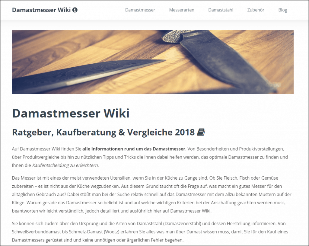 Startseite der Keyword-Domain Damastmesser-Wiki