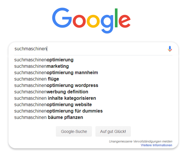 Google Suggest Funktion