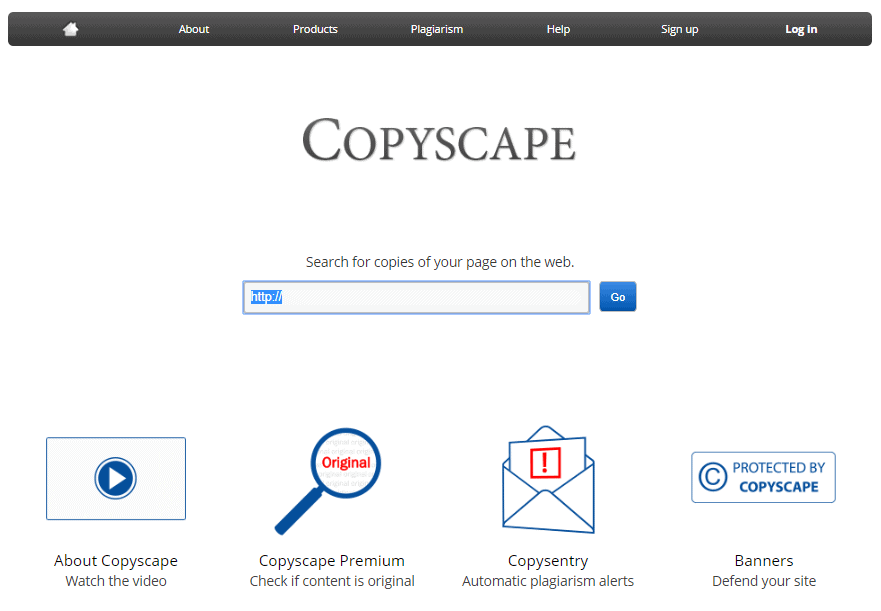 SEO Tool Copyscape Startseite