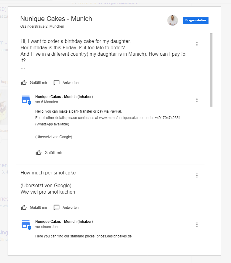 Google My Business Fragen