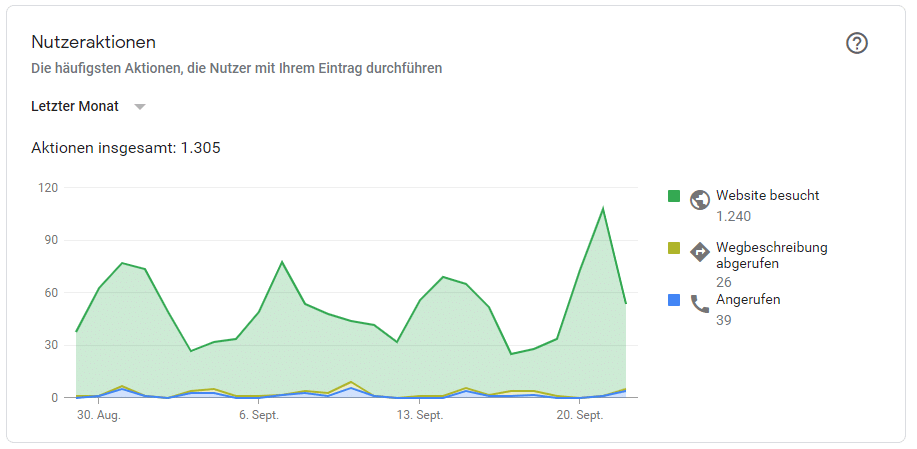 Google My Business Statistik Nutzeraktionen